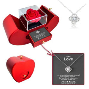 Eternal Rose Apple Jewelry Box – Christmas, Valentine's & Mother's Day Gift Necklace