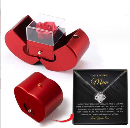 Eternal Rose Apple Jewelry Box – Christmas, Valentine's & Mother's Day Gift Necklace